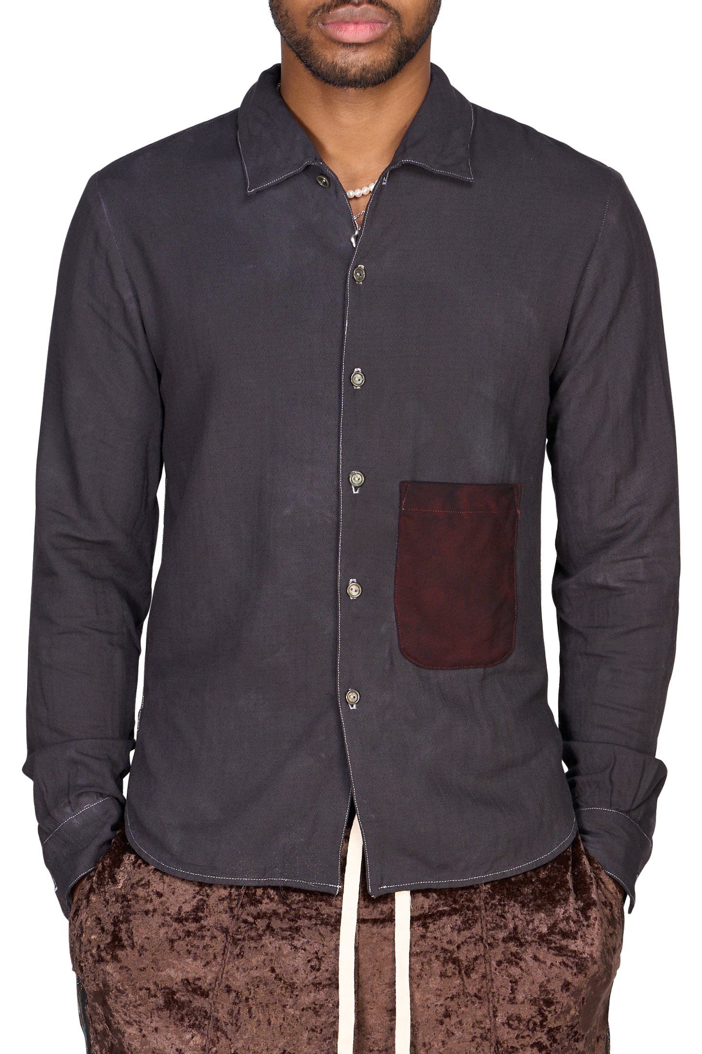 Over Dyed Wool Collared Shirt